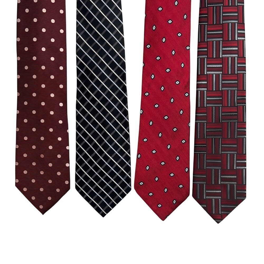 Elegant Men's Bundle of 4 ties - Red, Black,‎ and Gray
